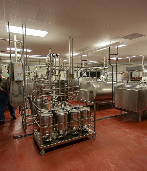 Industrial manufacturing facility with modern production management and automation